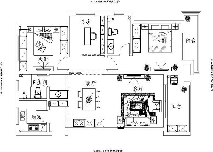 依澜雅居现代简约户型图效果图