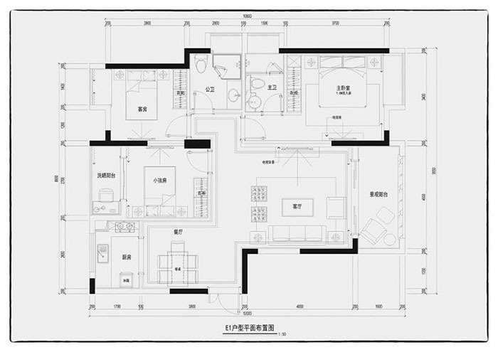 丽水家园简欧户型图效果图