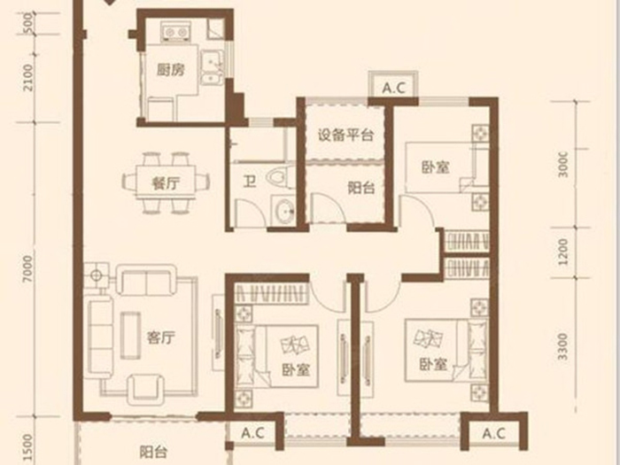 中海滨湖公馆现代简约户型图效果图