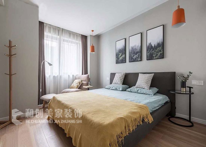 春江明月现代简约卧室效果图