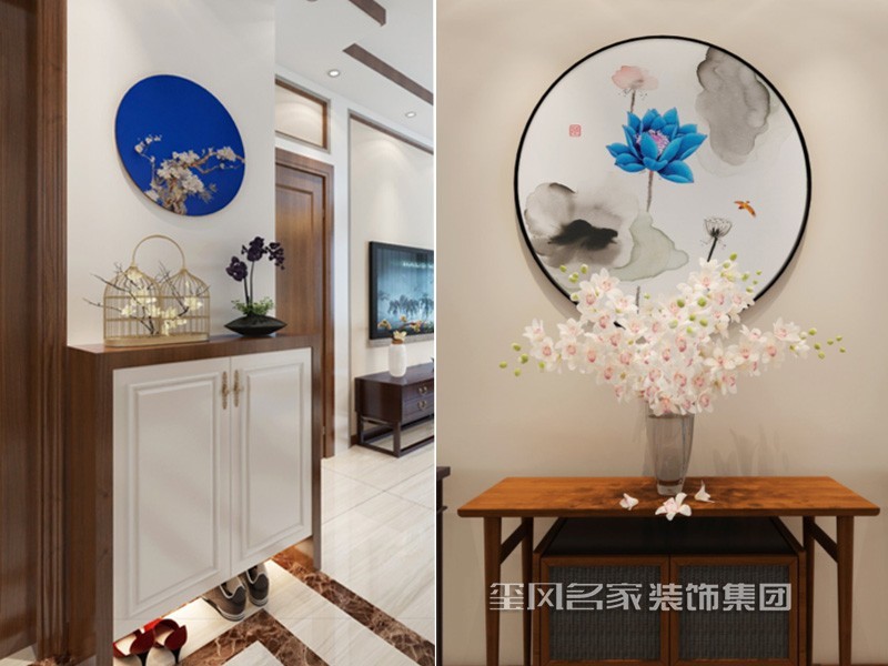 华信家园新中式背景墙效果图