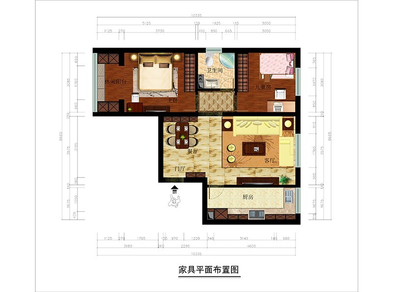 幸福家园1号院现代简约餐厅85平米效果图