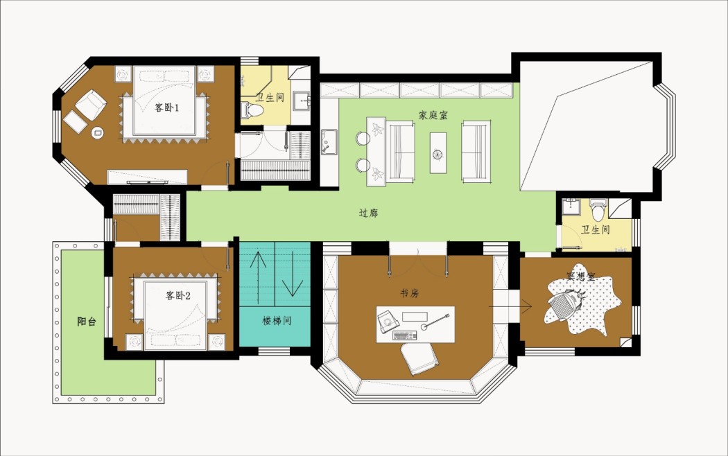 天鹅堡欧式古典户型图效果图