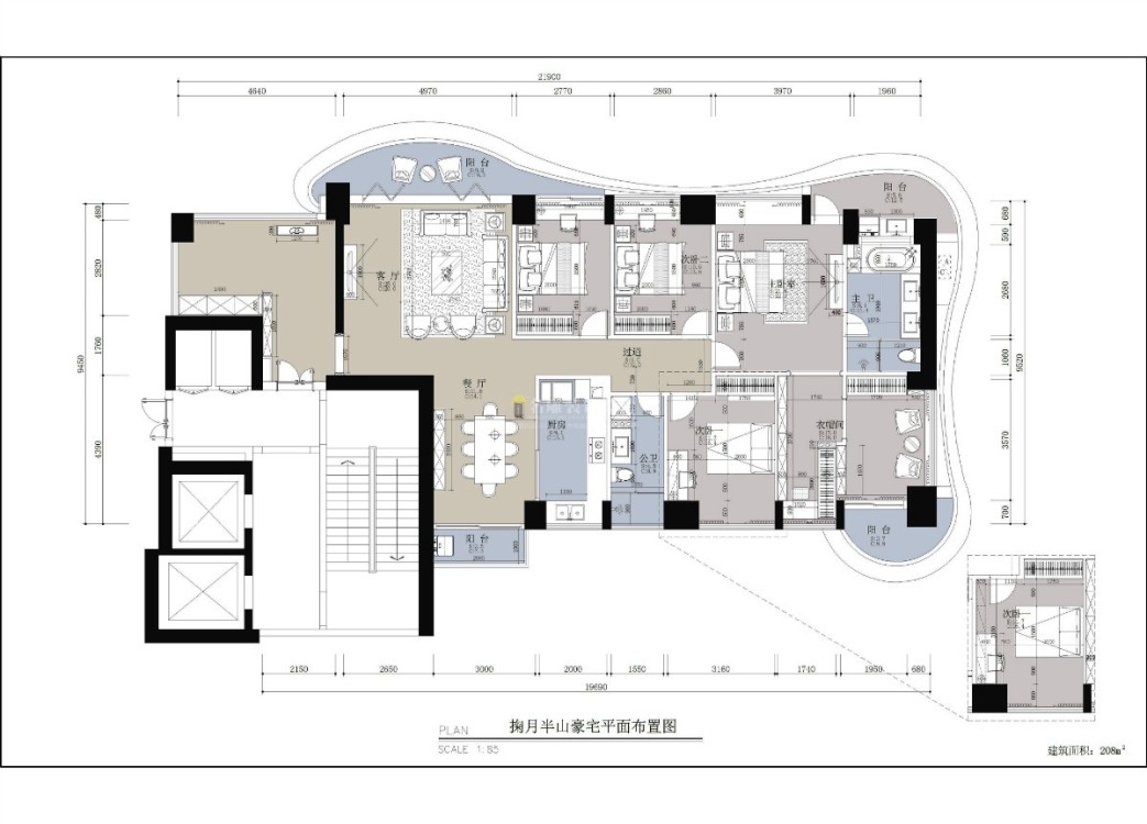 鞠月半山简欧户型图效果图