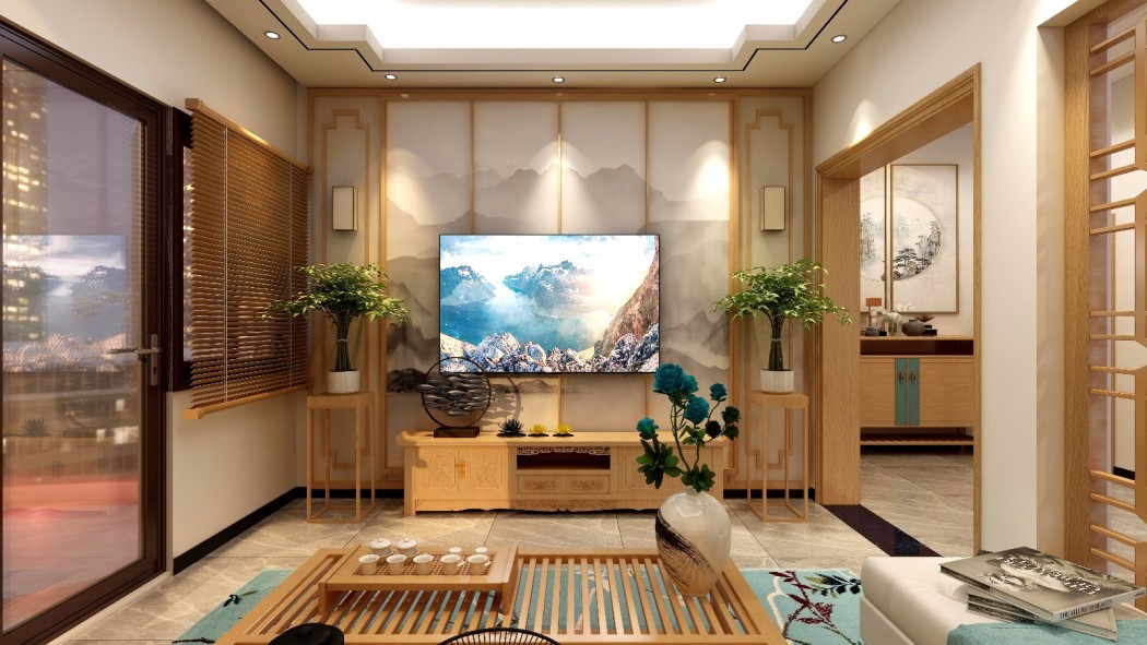 珑山林新中式客厅效果图