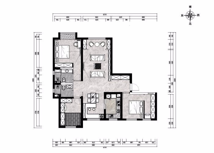 中建昆明澜庭现代简约户型图效果图