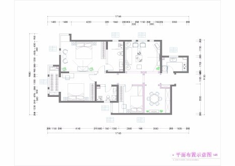 白桦林间中式户型图效果图