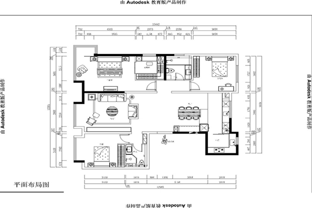  润泽公馆现代简约户型图效果图