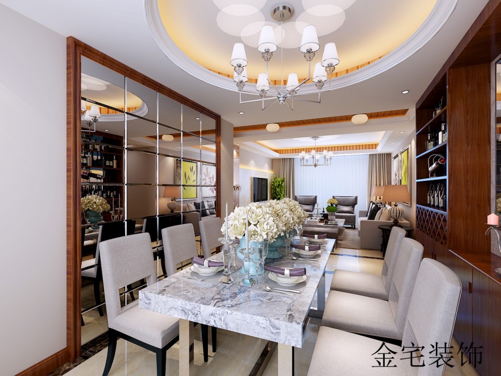 万达悦公馆现代简约餐厅效果图