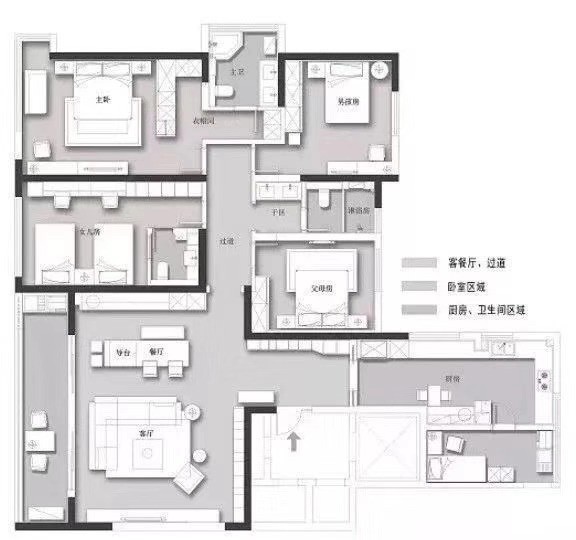 广建花园现代简约户型图效果图