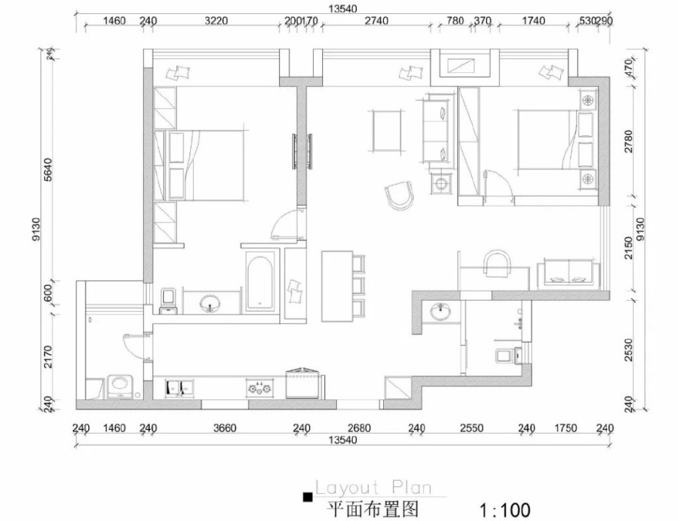 海尔公馆现代轻奢户型图效果图