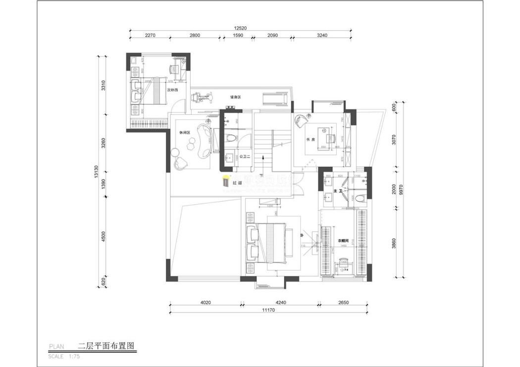 蔚蓝海岸现代简约户型图效果图