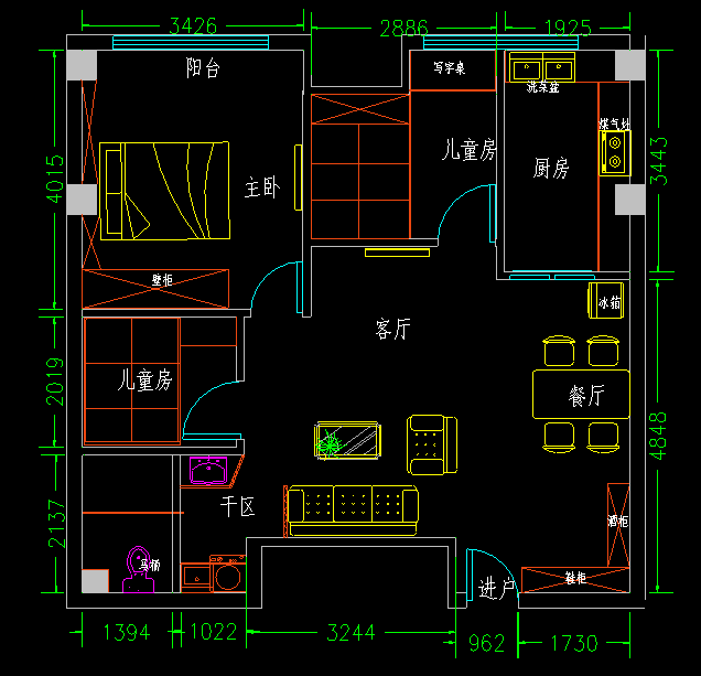 淮南鸿朗阳光城现代简约户型图效果图