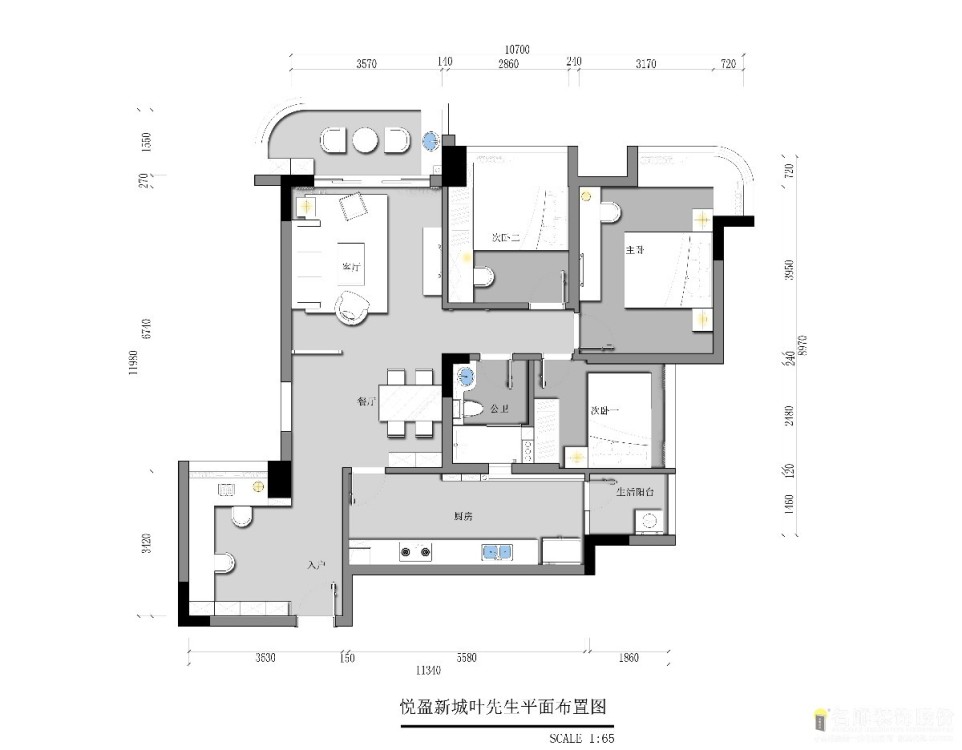 悦盈新城现代轻奢户型图效果图