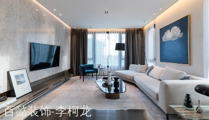 中海·凯旋门现代轻奢客厅效果图