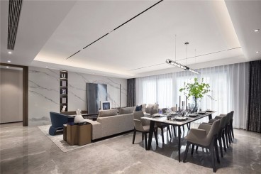 正荣紫阙台现代简约餐厅效果图