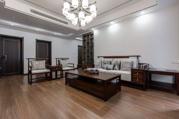 北环路社区新中式客厅实景
