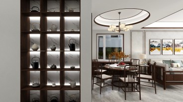 锦远·梦想小镇(建设中)新中式餐厅效果图