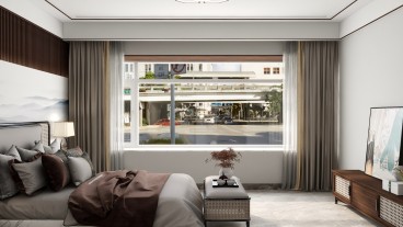 锦远·梦想小镇(建设中)新中式卧室效果图