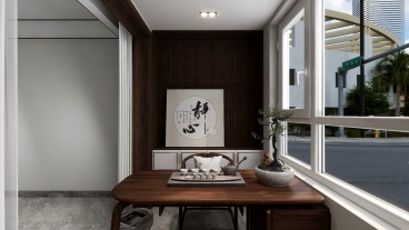 锦远·梦想小镇(建设中)新中式阳台效果图