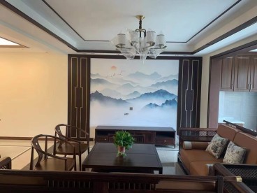 中海国际社区铂悦府新中式客厅效果图