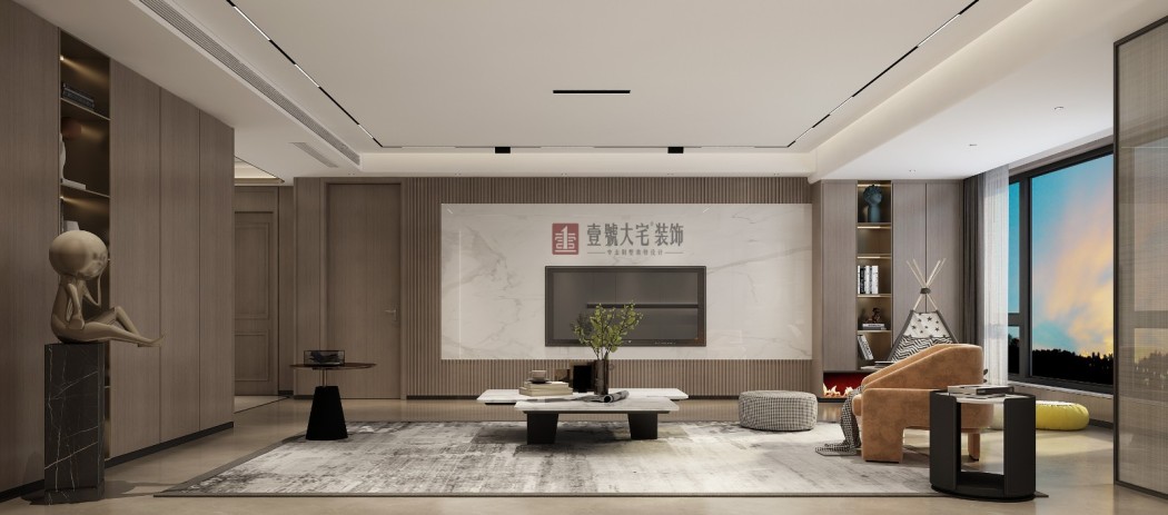 荣盛华府现代简约客厅效果图