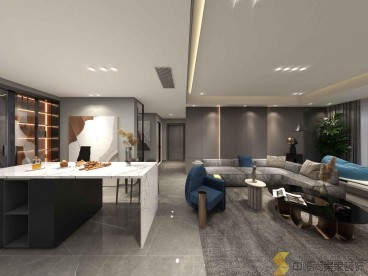 大华公园世家(西门)现代简约客厅效果图