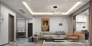 建业·定鼎府现代轻奢客厅效果图