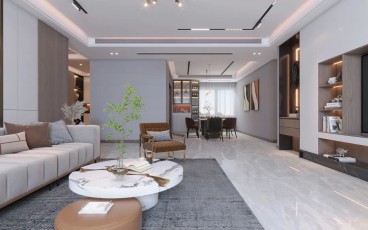 八水上筑现代简约餐厅效果图