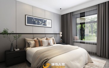 恒大悦府新中式卧室效果图