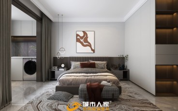 国泰龙城苑现代轻奢卧室效果图