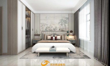 首开·国风琅樾现代简约卧室效果图
