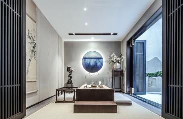 奥正诚园新中式客厅效果图
