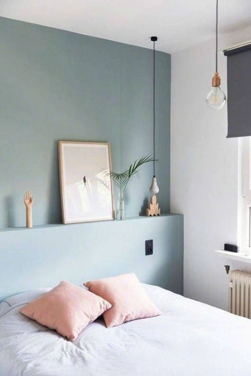 蓝色床头背景墙，简约又优雅