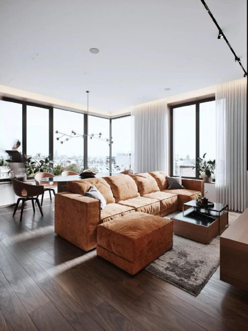 115㎡现代极简风三居室，原木大理石的高级质感​​​​