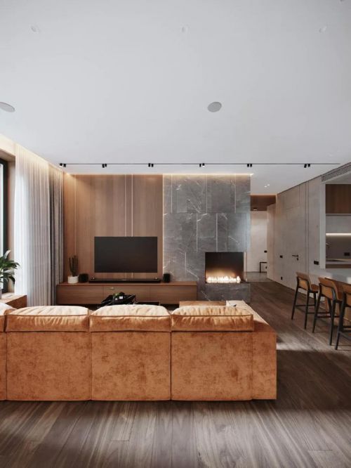 115㎡现代极简风三居室，原木大理石的高级质感​​​​